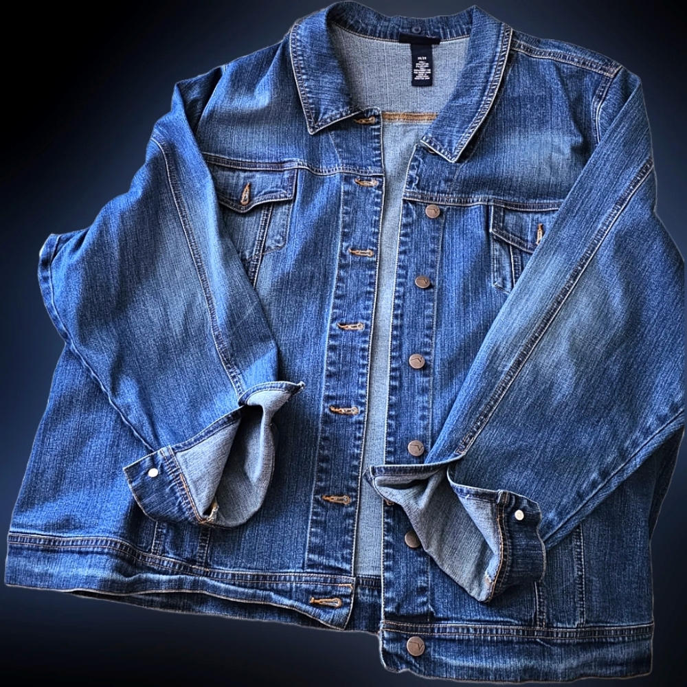 Vintage Lane Bryant Venezia stretch denim jacket sz 26/28 dark washed.